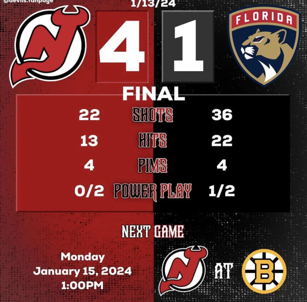 Les Devils du New Jersey mettent fin à la séquence de neuf victoires consécutives des Panthers de la Floride